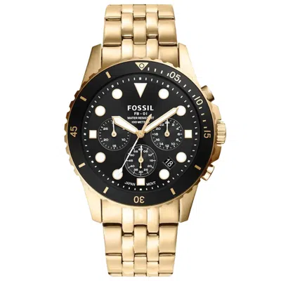 Fossil Men's Fb-01 Chrono Black Dial Watch In Gold