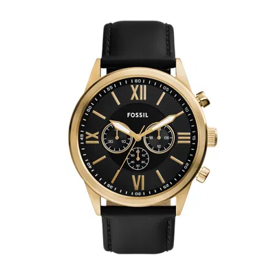 Fossil Men's Flynn Chronograph, Gold-tone Stainless Steel Watch, Bq2823 In Black