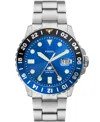 Fossil Men's Blue Gmt Blue Dial Watch In Silver Tone