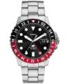 Fossil Men's Gmt Blue Stainless Steel Watch, 46mm In Silver Tone
