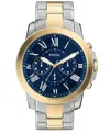 Fossil Men's Grant Chronograph Two-tone Stainless Steel Watch, 44mm In Multi