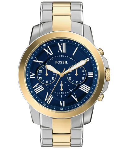 Fossil Men's Grant Chronograph Two-tone Stainless Steel Watch, 44mm In Multi