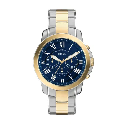 Fossil Men's Grant Chronograph Two-tone Stainless Steel Watch In Gold