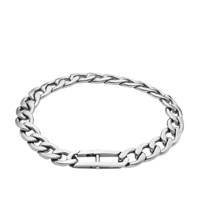 Fossil Men's Heritage D-link Stainless Steel Chain Bracelet In Silver