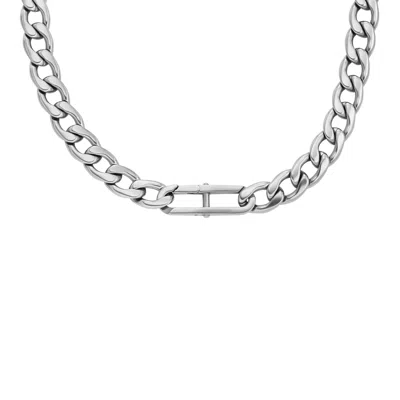 Fossil Men's Heritage D-link Stainless Steel Chain Necklace In Silver