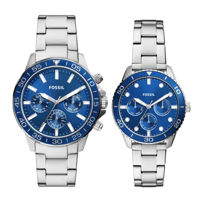 Fossil Men's His And Hers Multifunction, Stainless Steel Watch In Blue