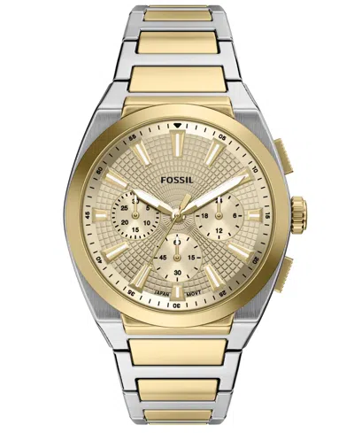 Fossil Men's Japanese Quartz Everett Chronograph Two-tone Stainless Steel Watch, 44mm