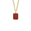 FOSSIL MEN'S LUNAR NEW YEAR RED AGATE GOLD-TONE STAINLESS STEEL PENDANT NECKLACE