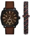 Fossil Men's Machine Chronograph Black Stainless-steel Bracelet Watch, 44mm In Brown