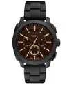 Fossil Men's Machine Chronograph Black Stainless-steel Watch, 44mm In Black