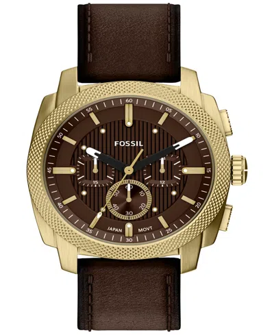 Fossil Men's Machine Chronograph Brown Leather Watch 44mm In Multi