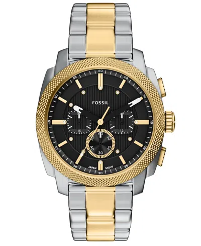 Fossil Men's Machine Chronograph Two-tone Stainless Steel Watch, 44mm In Gold