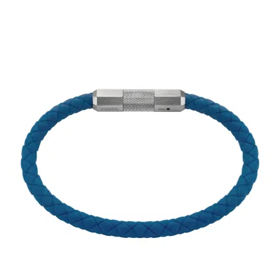 Fossil Men's Machine Knurled Texture Navy Silicone Station Bracelet In Blue
