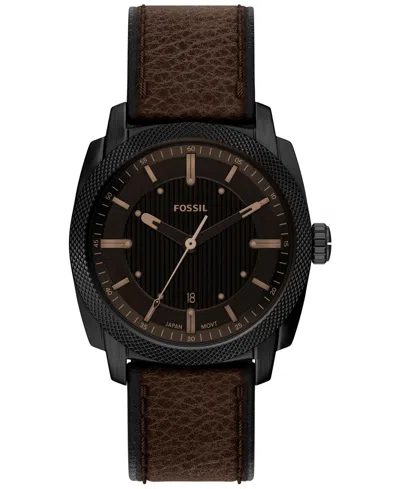 Fossil Men's Machine Three-hand Date Brown Leather Watch 41mm