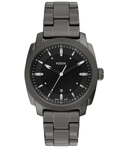 Fossil Men's Machine Three-hand Date Smoke Stainless Steel Watch 41mm In Gunmetal