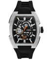 Fossil Machine Automatic Silicone Strap Watch In Black