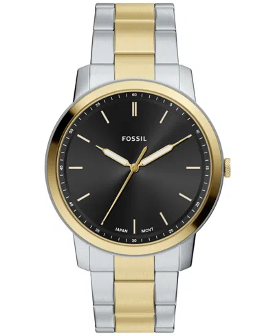 Fossil Men's Minimalist Three-hand Two-tone Stainless Steel Watch 44mm In Two Tone
