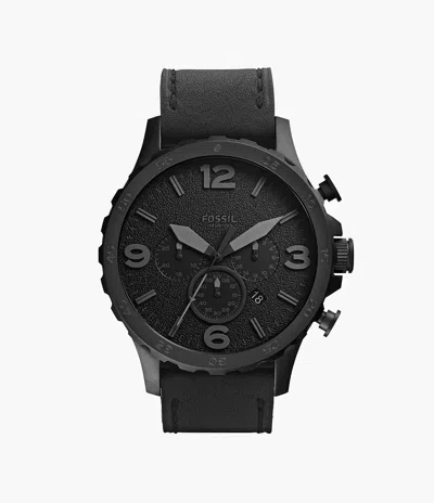 Fossil Men's Nate Chronograph, Black Stainless Steel Watch In Green
