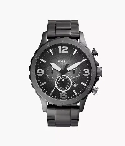 Fossil Men's Nate Chronograph, Smoke Stainless Steel Watch In Metallic
