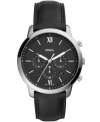 Fossil Neutra Chronograph Leather Strap Watch, 44mm In Silver