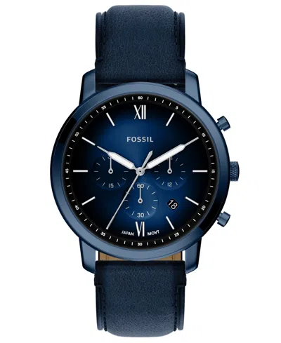 Fossil Men's Neutra Chronograph Navy Leather Watch, 44mm In Blue