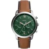 Fossil Men's Neutra Chronograph Brown Leather Strap Watch, 44mm In Green