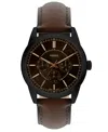 Fossil Men's Pearson Multifunction Brown Leather Watch, 42mm In Brown