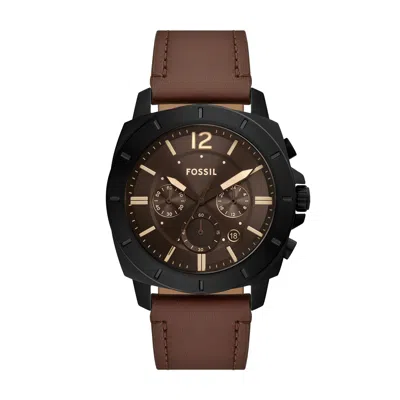 Fossil Men's Privateer Chronograph, Black Stainless Steel Watch, Bq2820 In Brown