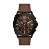 Fossil Privateer Chronograph Quartz Leather Strap Watch, 45mm In Gold