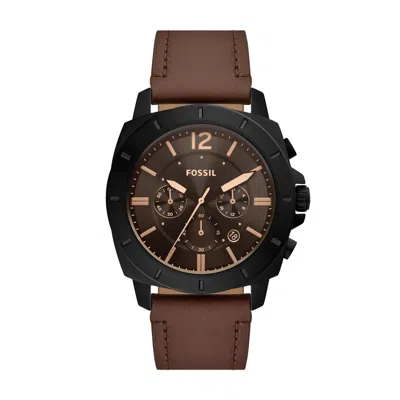 Fossil Men's Privateer Chronograph, Black Stainless Steel Watch In Gold