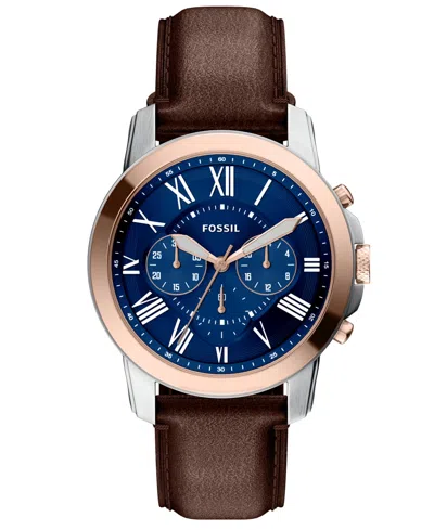 Fossil Men's Quartz Chronograph Grant Brown Leather Watch, 44mm
