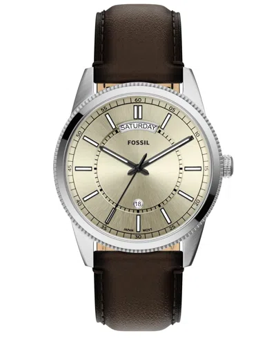 Fossil Men's Quartz Pearson Day/date Leather Watch, 42mm In Brown,silver