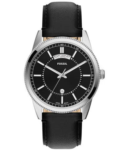Fossil Men's Quartz Pearson Leather Watch, 42mm In Black,silver