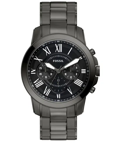 Fossil Men's Quartz Water-resistant Chronograph Grant Stainless Steel Watch, 44mm In Gunmetal