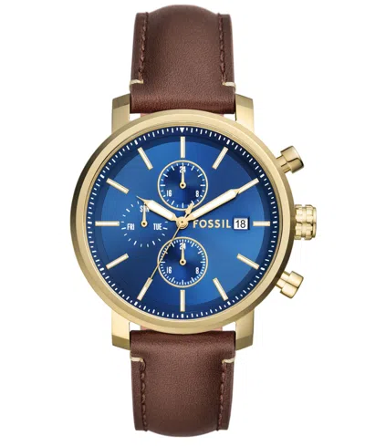 Fossil Men's Rhett Multifunction Gold-tone Stainless Steel Watch, 42mm In Brown