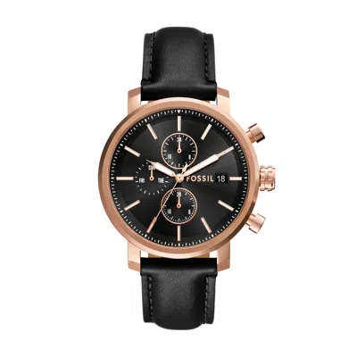 Fossil Men's Rhett Multifunction, Rose Gold-tone Stainless Steel Watch In Black