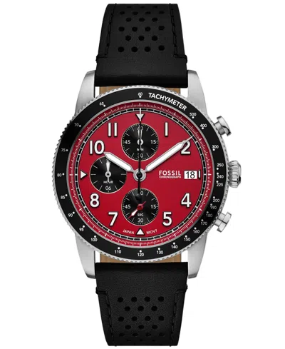 Fossil Men's Sport Tourer Chronograph Black Leather Watch, 42mm