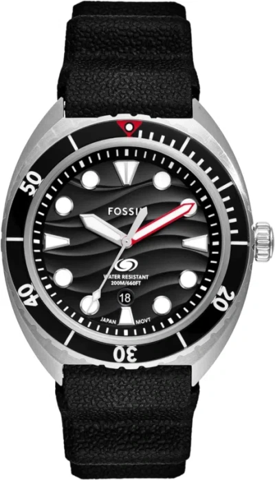Pre-owned Fossil Men's Sports Watch With Stainless Steel, Silicone, Or Leather Band In Black Silicone Sport Tourer