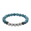 FOSSIL MEN'S SUMMER FASHION BLUE GRAY ACRYLIC BEADED BRACELET