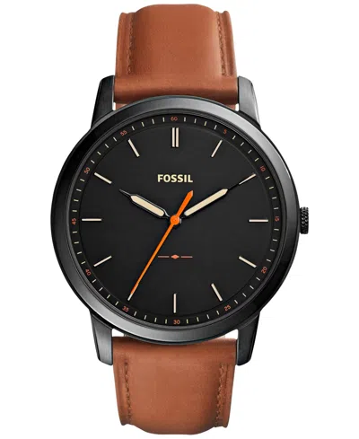 Fossil Men's The Minimalist Brown Leather Strap Watch 44mm Fs5305 In Brown,black