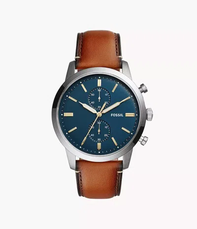 Fossil Men's Townsman 44mm Chronograph, Stainless Steel Watch, Es5279 In Brown