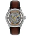 Fossil Men's Townsman Automatic Brown Leather Watch, 44mm In Brown