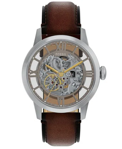 Fossil Men's Townsman Automatic Brown Leather Watch, 44mm