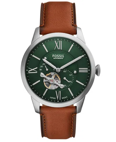 Fossil Men's Townsman Automatic Brown Leather Watch, 44mm