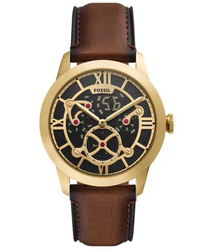Fossil Men's Townsman Big Tic Two-tone Leather Watch 42mm In Brown