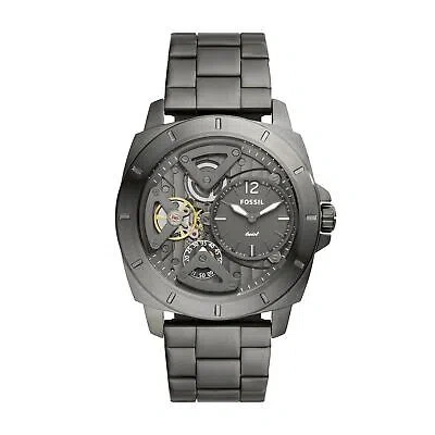 Pre-owned Fossil Mens Semiautomatic Wristwatch  Privateer Bq2787 Steel Black Twist