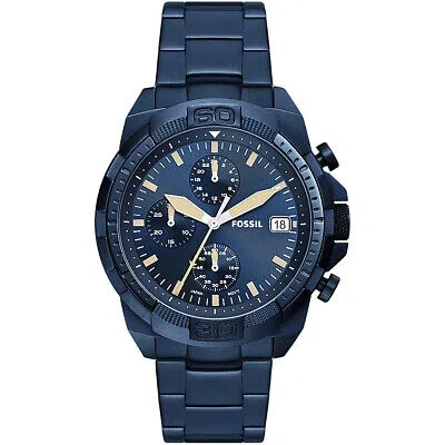 Pre-owned Fossil Mens Wristwatch  Bronson Fs5916 Chrono Stainless Steel Blue