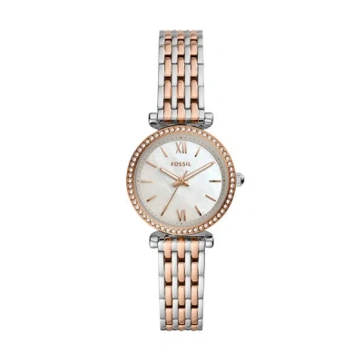 Fossil Women's Mini Carlie Two-tone Stainless Steel Bracelet Watch 28mm In Two Tone