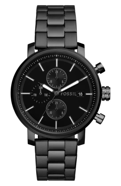 Fossil Modern Rhett Three Hand Quartz Bracelet Watch, 42mm In Black