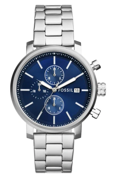 Fossil Modern Rhett Three Hand Quartz Bracelet Watch, 42mm In Silver